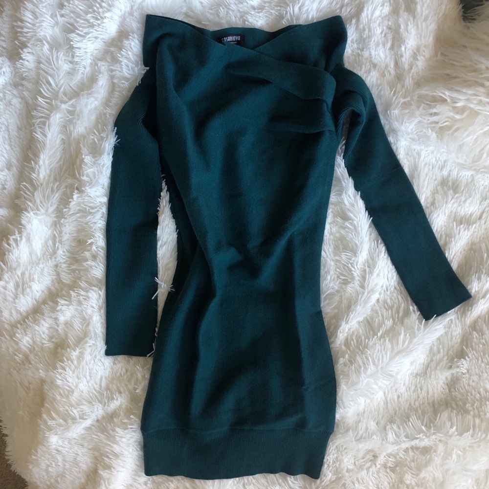 Emerald off the shoulder dress